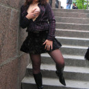Busty russian amateur flashing at entrance to the underpass