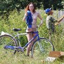 Naked Tamara D on bycicle