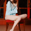 Redheaded Janina A with big areolas