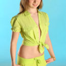 Teen Jenny D touches her hairy pussy