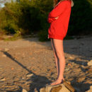 Young russian girl Jenny D at sunset beach