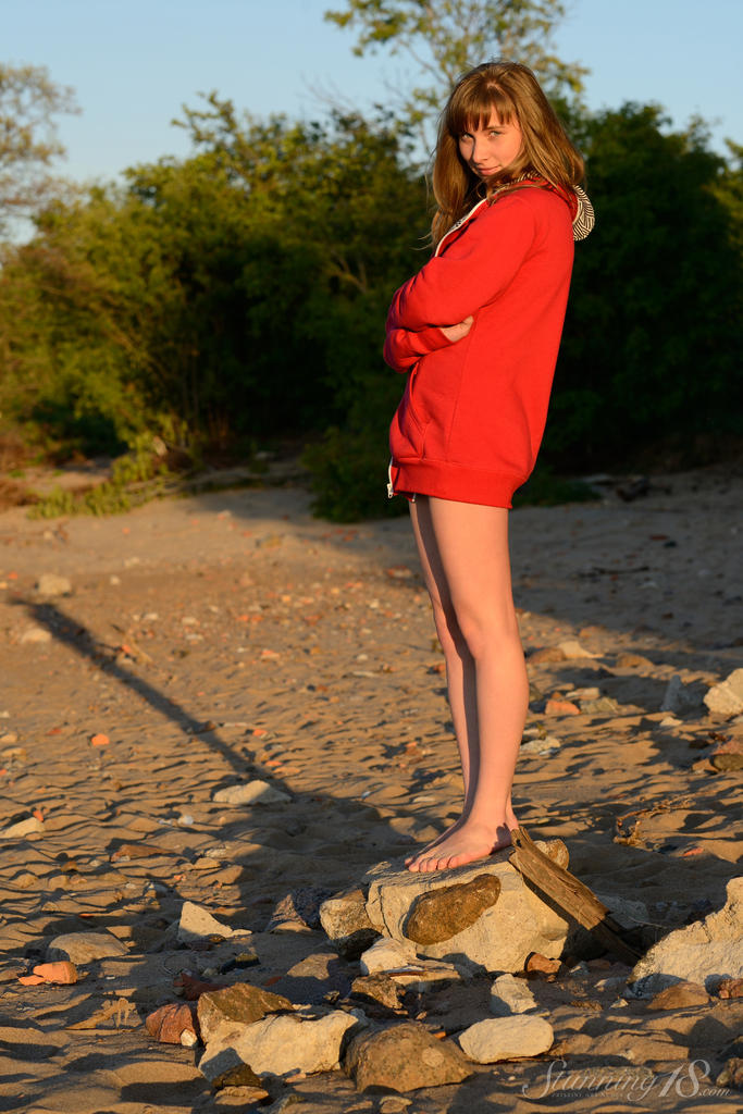 Young russian girl Jenny D at sunset beach