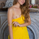 Russian young girl Joan in yellow dress