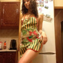 Russian amateur teen photos herself in kitchen