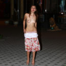 Russian exhibitionist Veronica walks naked at resort town at night
