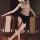 Hot teen in fishnet dress has really perfect body