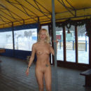 Blonde girl Loli in winter park