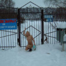 Blonde is going to the beach in winter