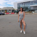 Moscow girl Alena shows her tits at streets