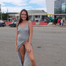 Moscow girl Alena shows her tits at streets