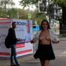 Yummy damsel in a mini skirt on the streets