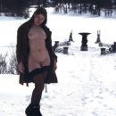 Jella old photos where she posing at winter only in stockings