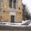 Russian amateur brunette Krista walks at winter streets with no clothes