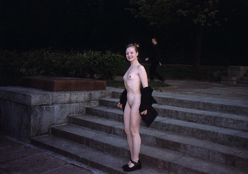Russian Exhibitionist Shows A Naked Body In Crowded Places