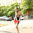 Galina A strips outdoors as she displays her sexy body in public.