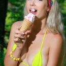 Gorgeous Genevieve Gandi shows off her delectable body as she eats ice cream.