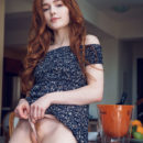 Horny redhead, Jia Lissa, dipping her fingers into her honeypot