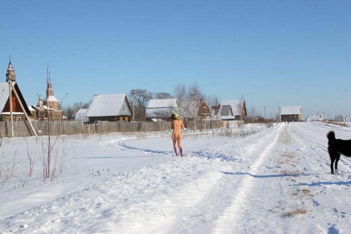 Russian girl Sveta S on a snowy field