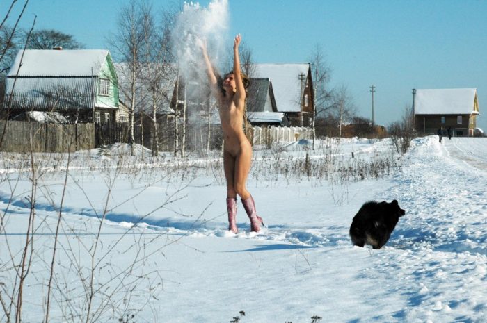 Russian girl Sveta S on a snowy field