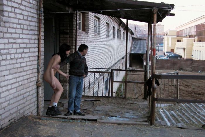 Naked rider in the Moscow stable
