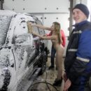 Hot russian girl Angelika at carwash service