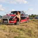 Russian teen Abbey shows her sweet pussy to bikers