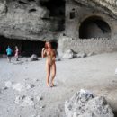 Naked Margarita S posing at tourist place