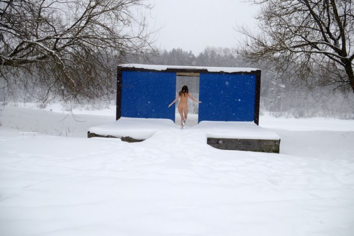 Sweet russian teen Katrin outdoors at winter