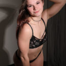 Newcomer Harley erotically strips her black lingerie as she bares her sexy, tight body.