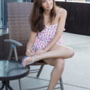 Oretha Mars bends over to flaunt her perfect slit