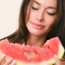Mila M gets naughty and naked while eating a watermelon