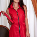 Asian beauty Kimiko strips on the chair, baring her sexy, tight body.