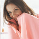 Wrapped in a pink shawl Gillian B exposes her small pink labia and lickable nipples