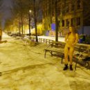 Two sexy ladies walks at winter streets