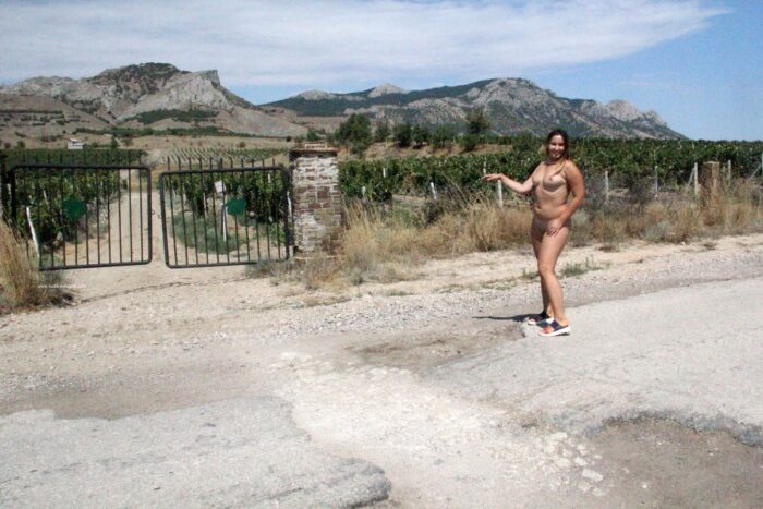 Fatty russian teen Nastia at rural road