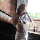Hot russian girl Abbey masturbates with bottle of cola on the roof