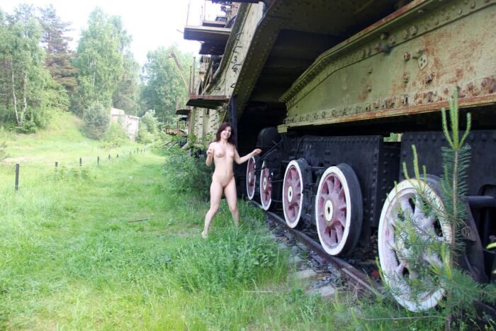Small tittied Vika V at the military train