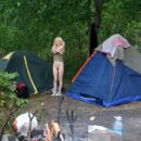 Sweet blonde Maria at forest camping