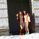 Two hot girls posing at abandoned house