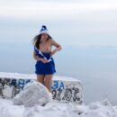 Very hairy teen Alisha on a snowy mountain
