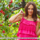 Even in the outdoors, Zlatka is a   delight to watch with her rocking hot   body and enticing smile as she strips   her hot pink dress in front of the   camera.