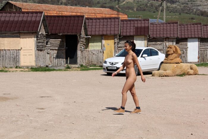 Naked teen Nasiba Z at touristic place