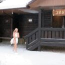 Hot blonde Olesia K plays in snow after sauna