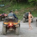 Russian girl Calla A without clothes is riding a quad