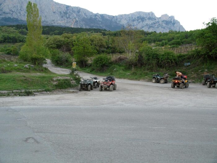 Russian girl Calla A without clothes is riding a quad