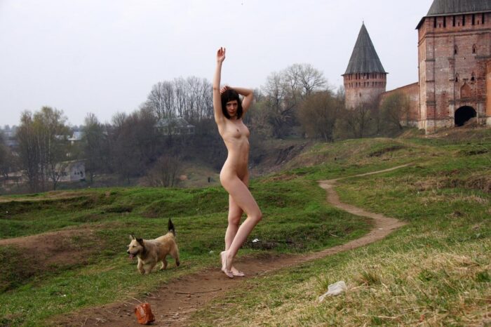 Russian girl Ekaterina S posing naked at tourist spot