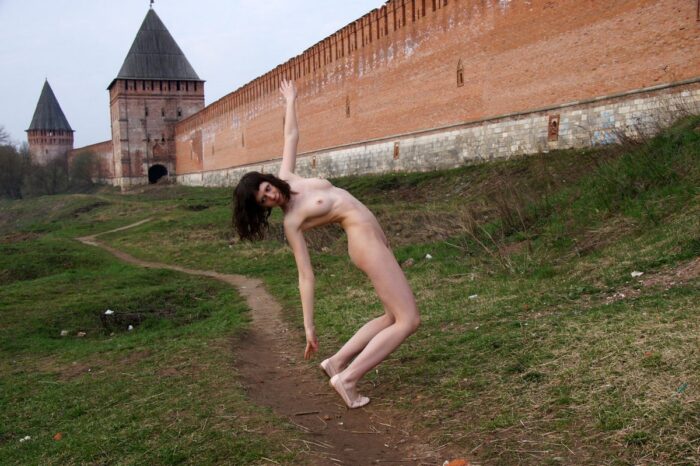 Russian girl Ekaterina S posing naked at tourist spot