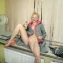 Sporty russian blonde Vasilisa shows pussy in shop