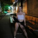 Hot blonde Agata shows her big ass on the streets