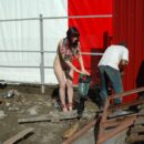 Naked girl Oxana D helps workers
